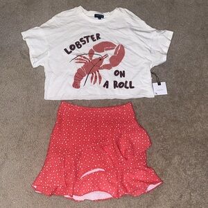 Originality Lobster 🦞 On A Roll & Red Dot Skirt Set
